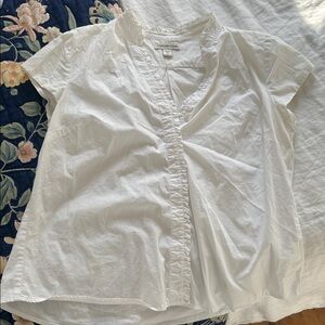 Coldwater Creek White Button Down Ruffle Blouse